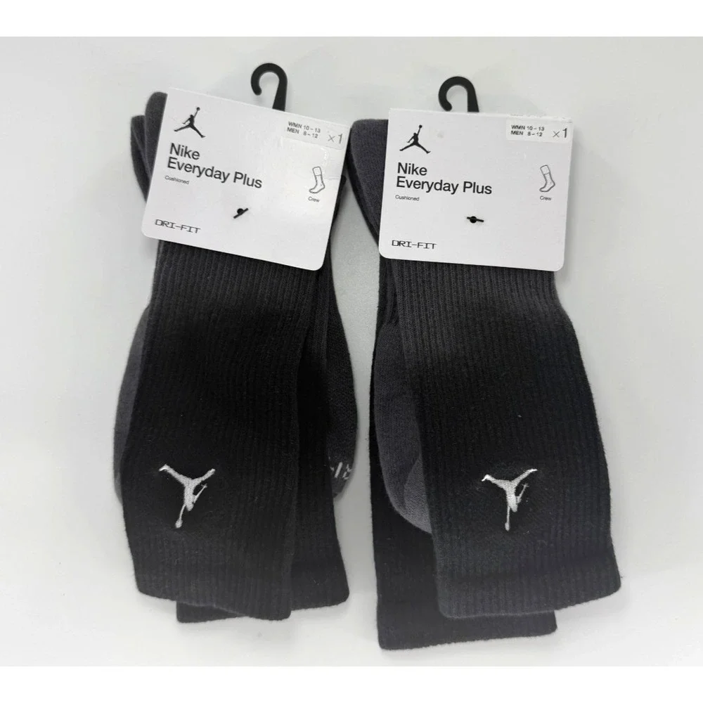 Nike Jordan Jumpman Black Grey Gradient 2 Pairs Socks HJ2446 010 Mens Medium 6-8